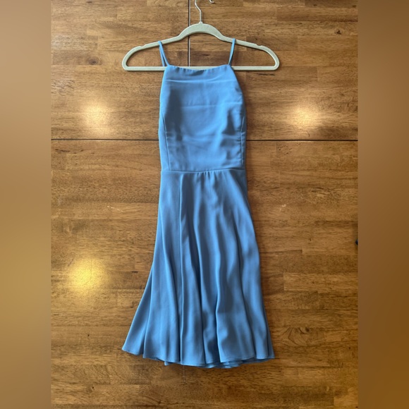 Lulus Slate Blue Halter Mini - Picture 7 of 10